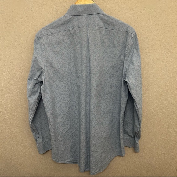 Calvin Klein Men's Blue Patterned Dress Shirt - Picture 7 of 8